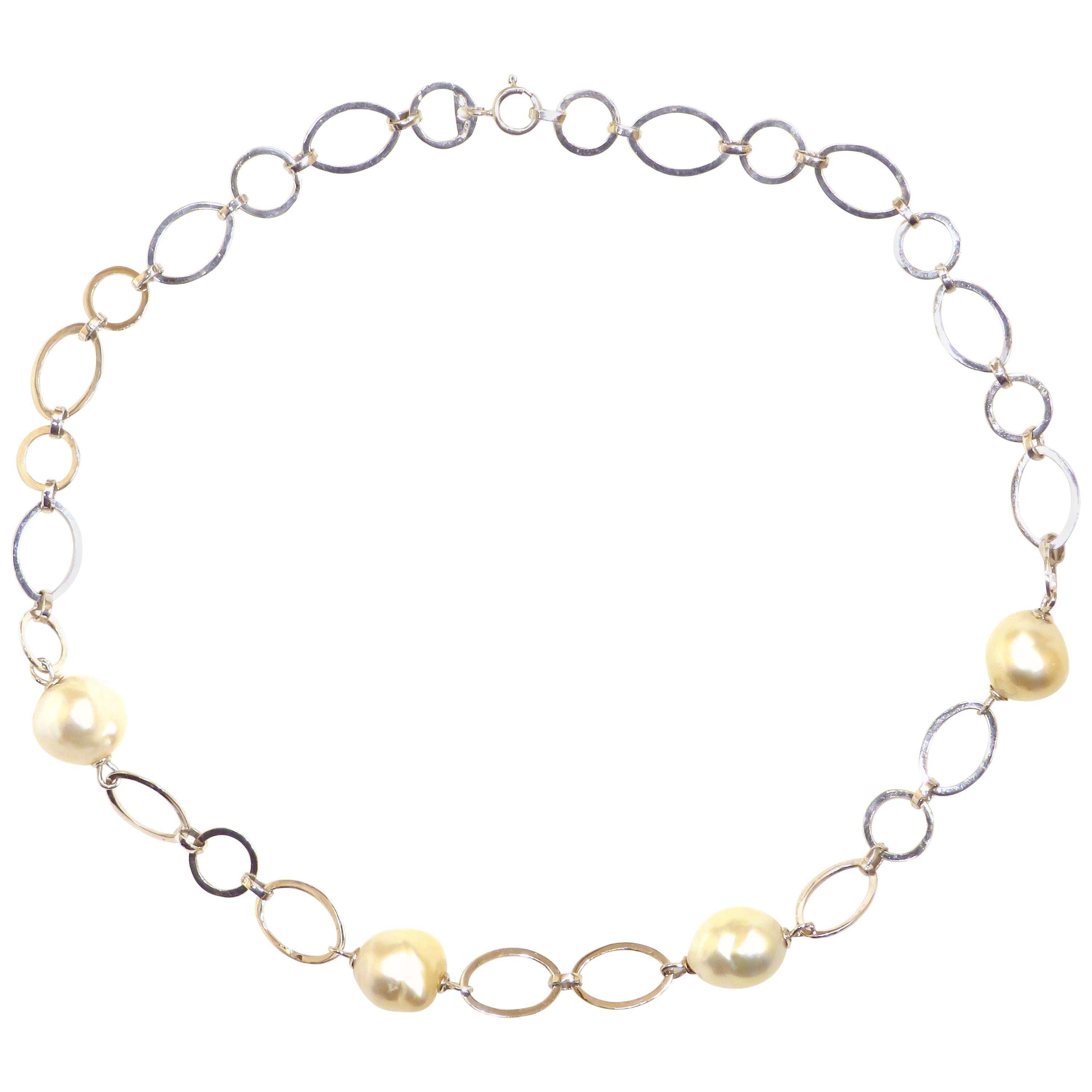 Australian Pearls White Gold Necklace Handcrafted in Italy by Botta Gioielli For Sale