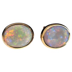 Australian Precious Opal 18K Yellow Gold Stud Earrings