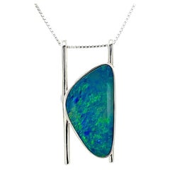 Australian Premium Quality 9.09ct Opal Doublet Pendant in Sterling Silver