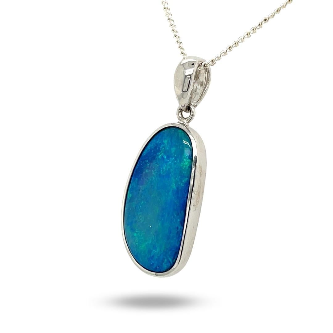Cabochon Australian Premium Quality Opal Doublet Pendant in Sterling Silver