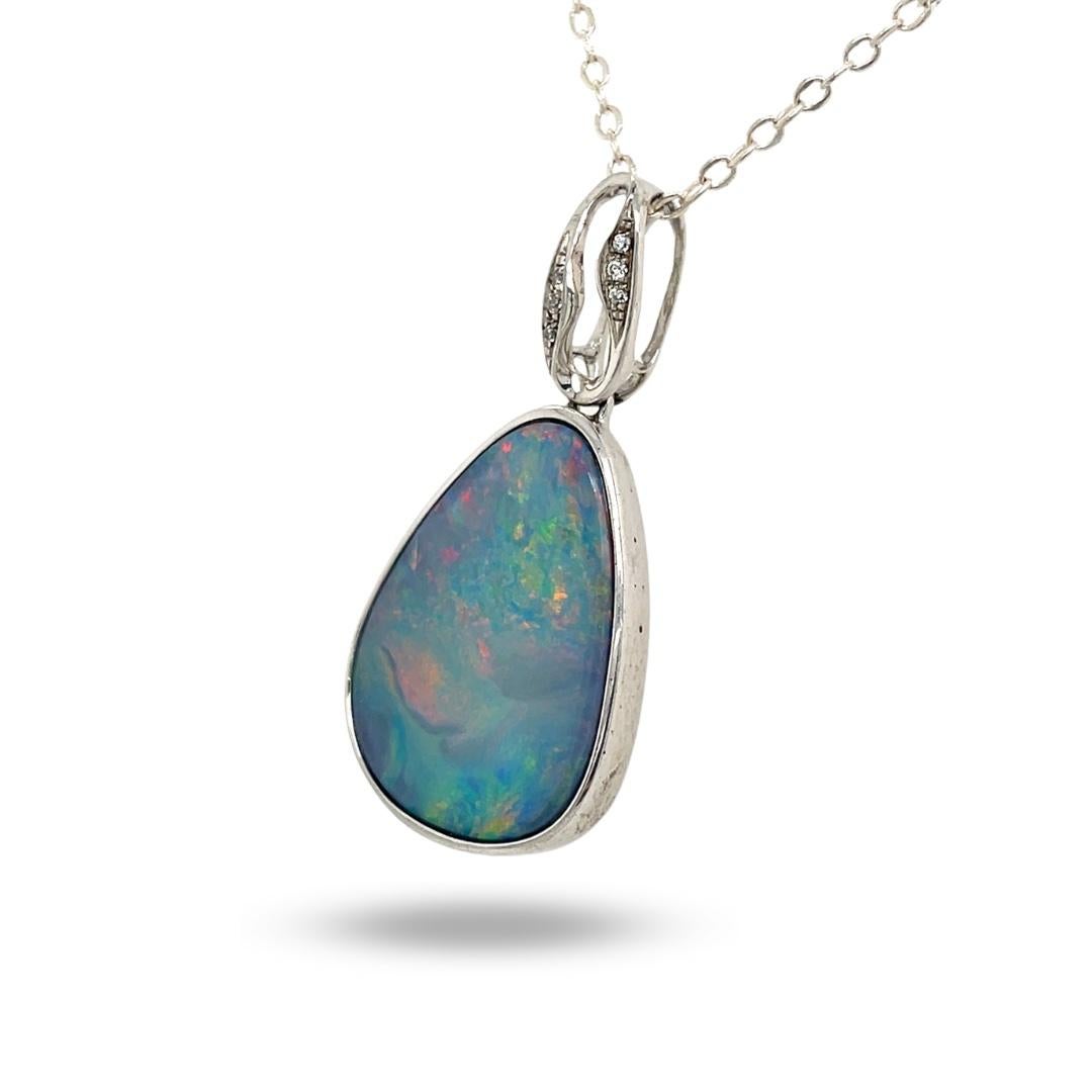 Contemporary Australian Premium Quality Opal Pendant Set in Sterling Silver