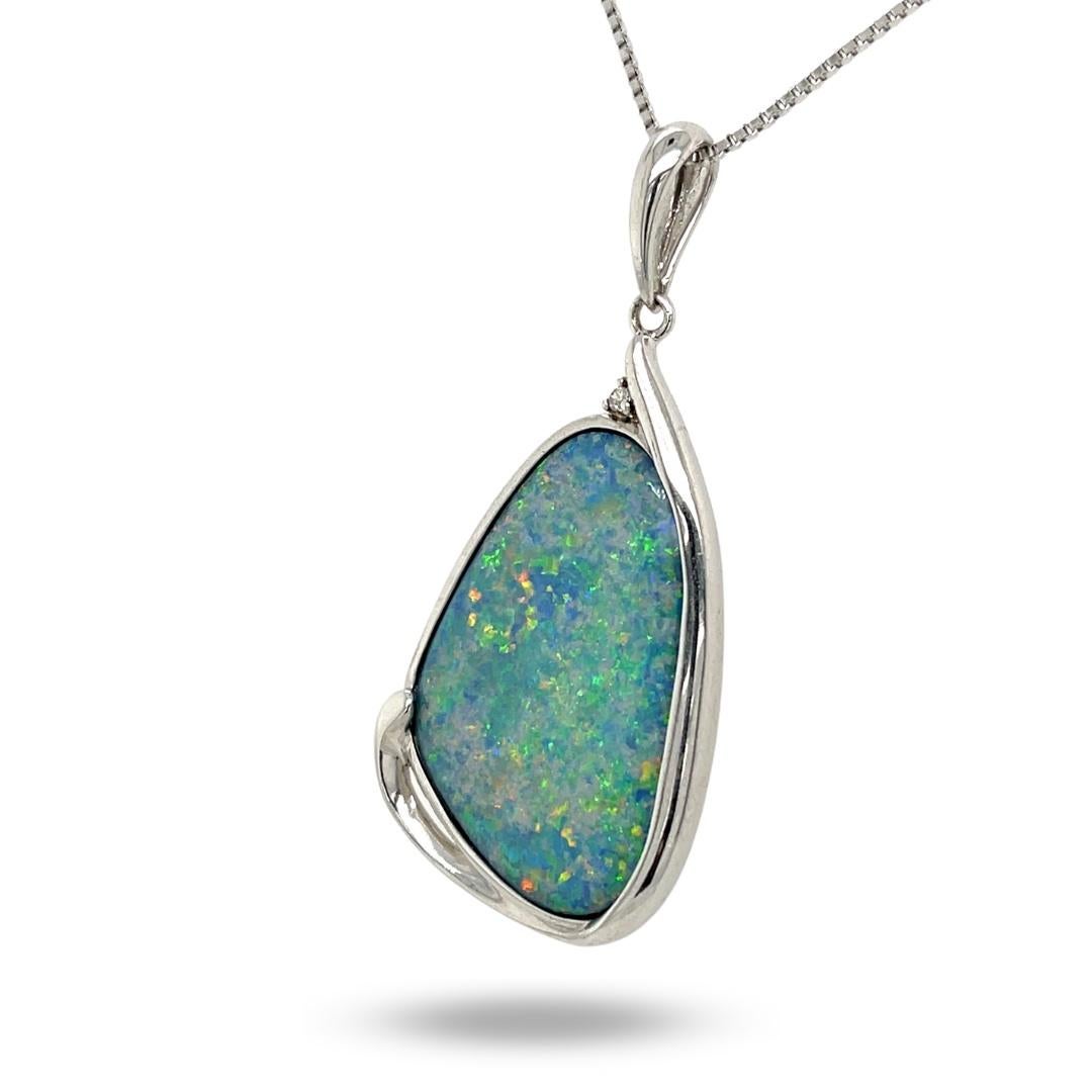 Cabochon Australian Premium Quality Opal Pendant Set in Sterling Silver For Sale