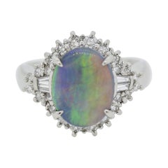 Australian “Rainbow” Opal Diamond Platinum Ring