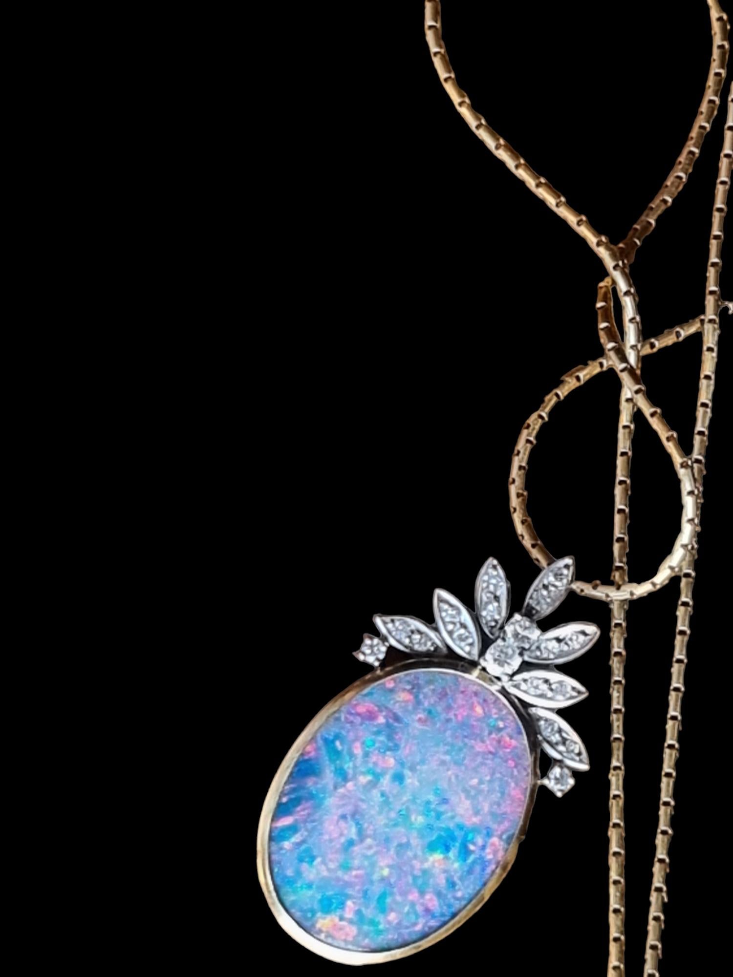 Australian´s Lightning Ridge Dark Solid Opal and Diamond Pendant For Sale 8
