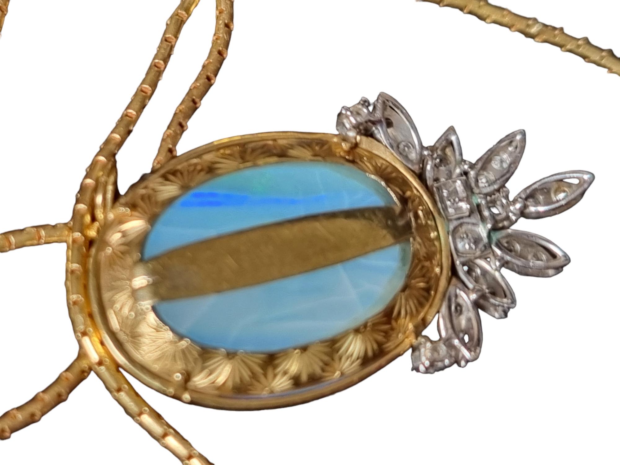 Australian´s Lightning Ridge Dark Solid Opal and Diamond Pendant For Sale 1