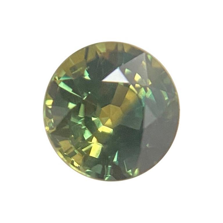 Australian Sapphire 1.32 Carat Unique Bi Color Green Yellow Round Cut Loose Gem