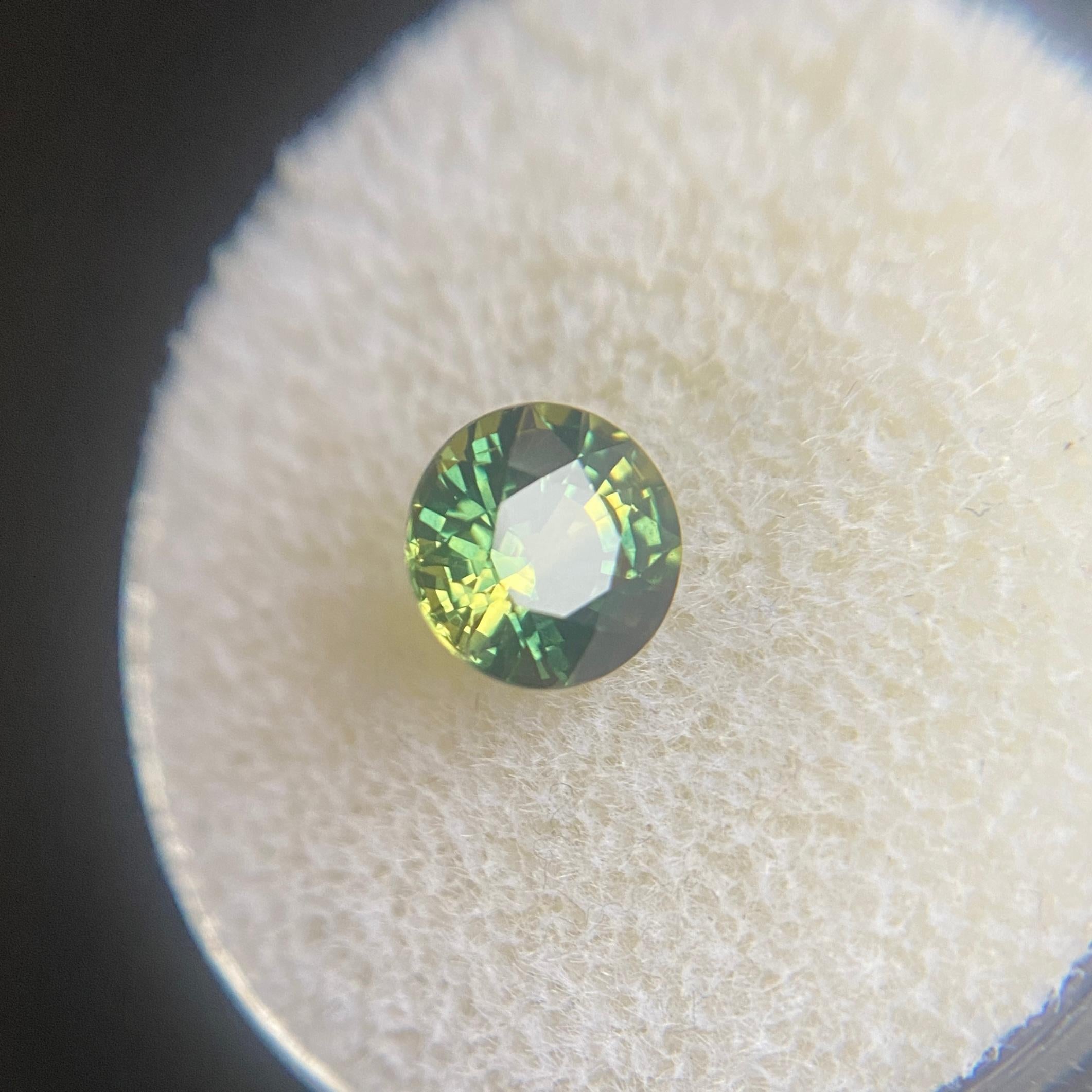 Australian Sapphire 1.32 Carat Unique Bi Color Green Yellow Round Cut Loose Gem In New Condition In Birmingham, GB