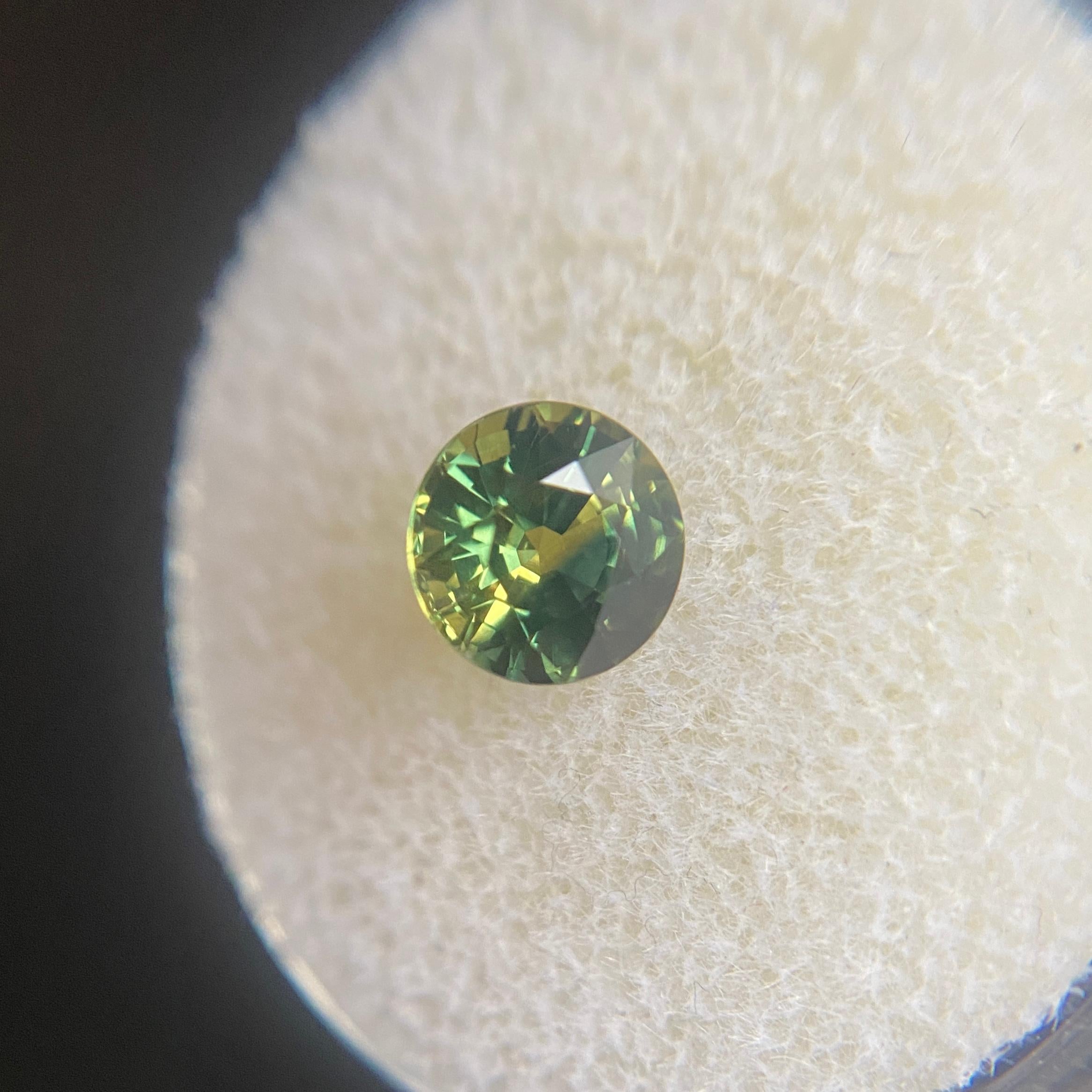 Australian Sapphire 1.32 Carat Unique Bi Color Green Yellow Round Cut Loose Gem 1