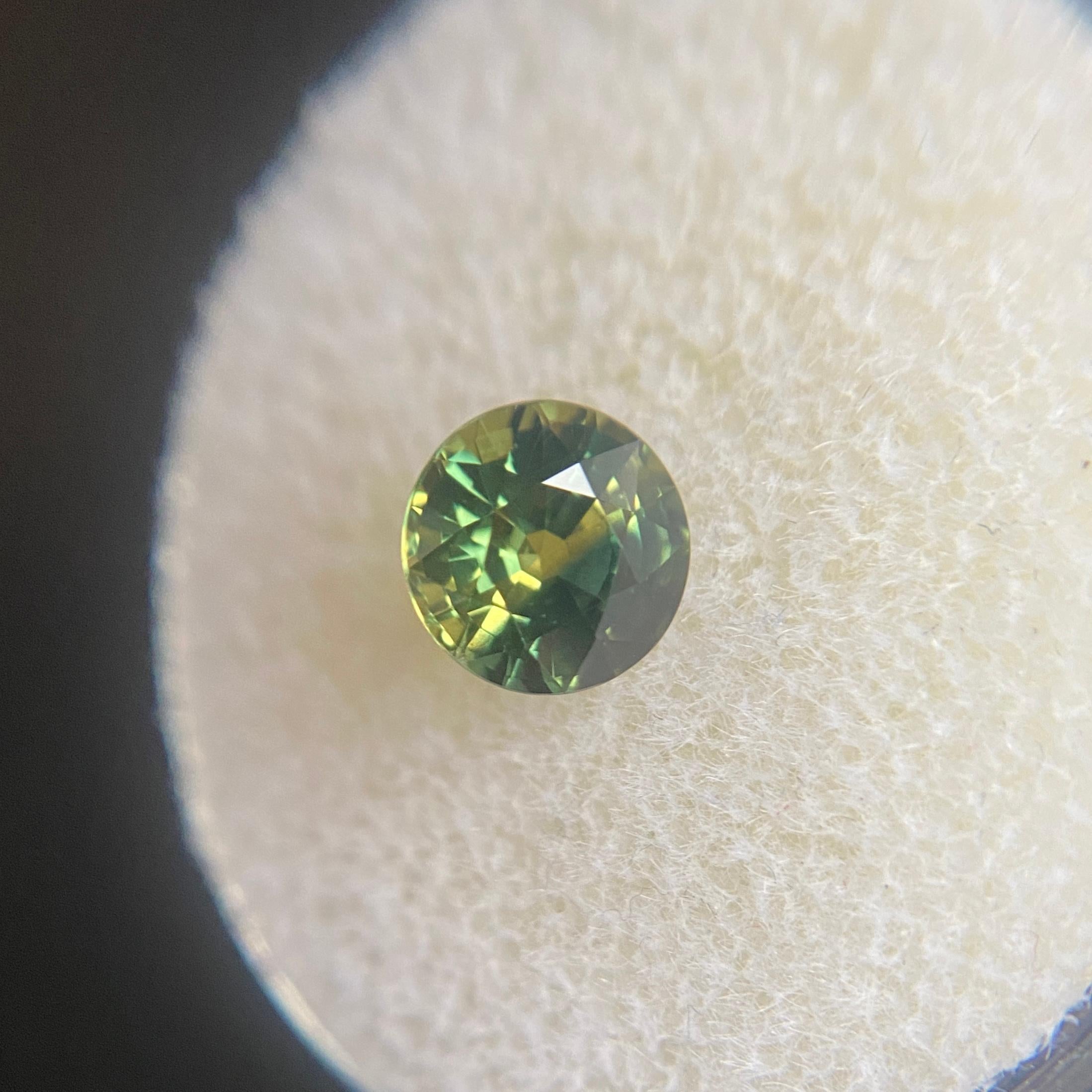 Australian Sapphire 1.32 Carat Unique Bi Color Green Yellow Round Cut Loose Gem 2