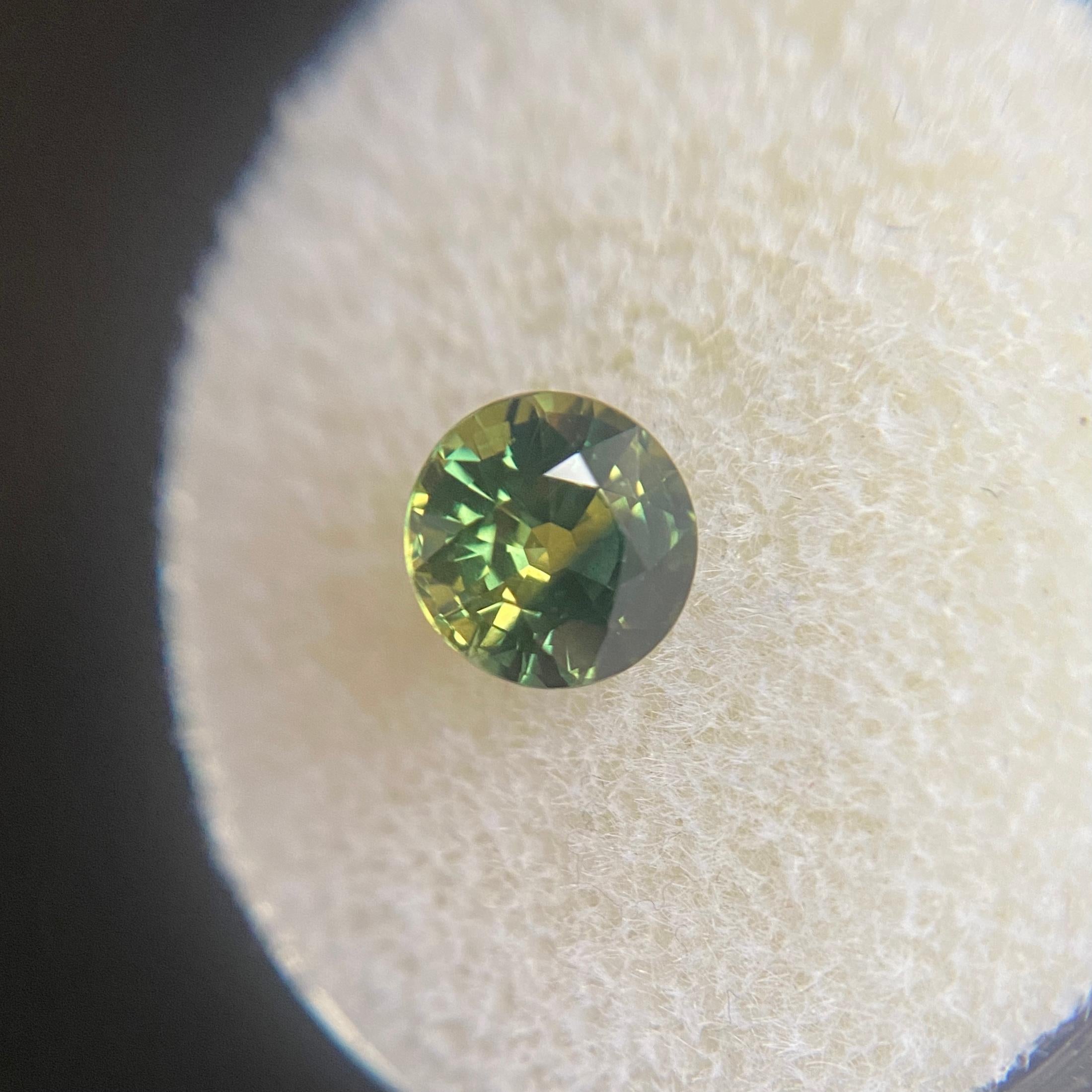 Australian Sapphire 1.32 Carat Unique Bi Color Green Yellow Round Cut Loose Gem 3