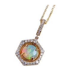 Australian Sime Black Opal Diamond Tsavorite Pendant Necklace 18k