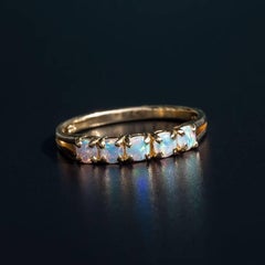 Australian Solid Round Opal Ring 14K Yellow Gold