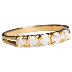 Australian Solid Round Opal Ring 14K Yellow Gold