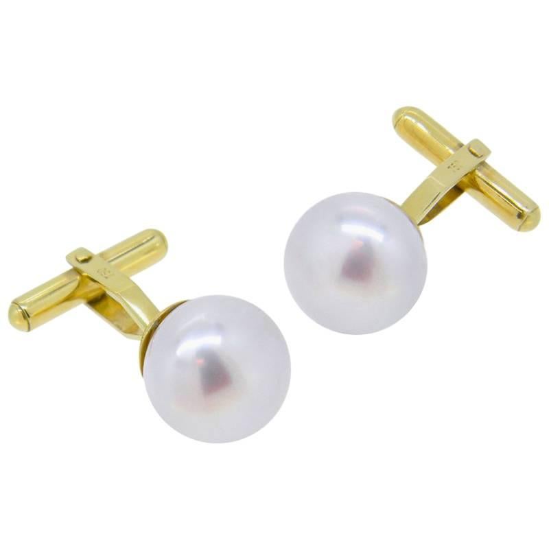 Australian South Sea Button Pearl Cufflinks For Sale