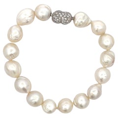 Bracelet à fermoir en platine avec perles des mers du Sud australiennes et diamants de 1,50 carat