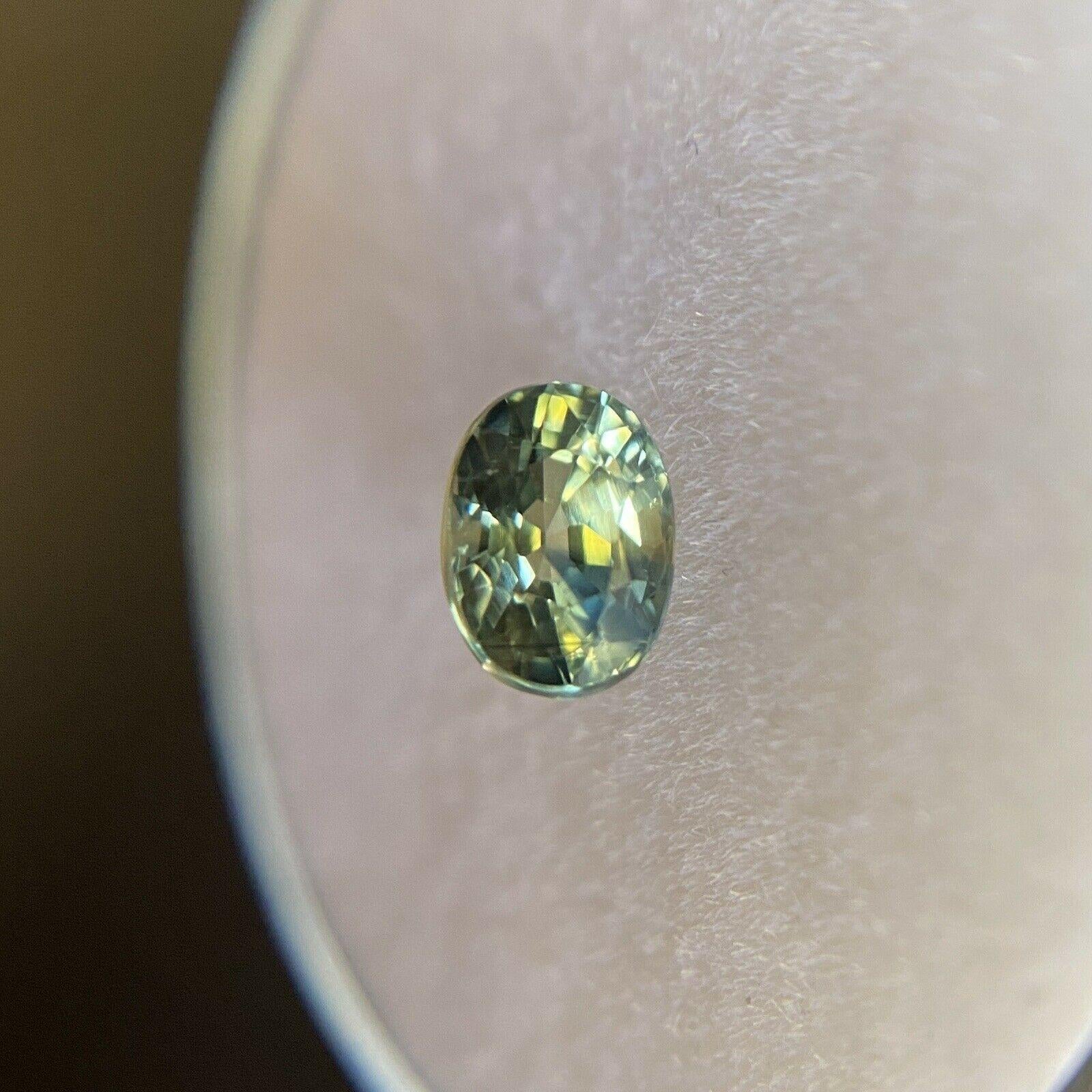 Australian Untreated Blue Green Yellow 0.69ct Parti Colour Sapphire Oval In New Condition In Birmingham, GB