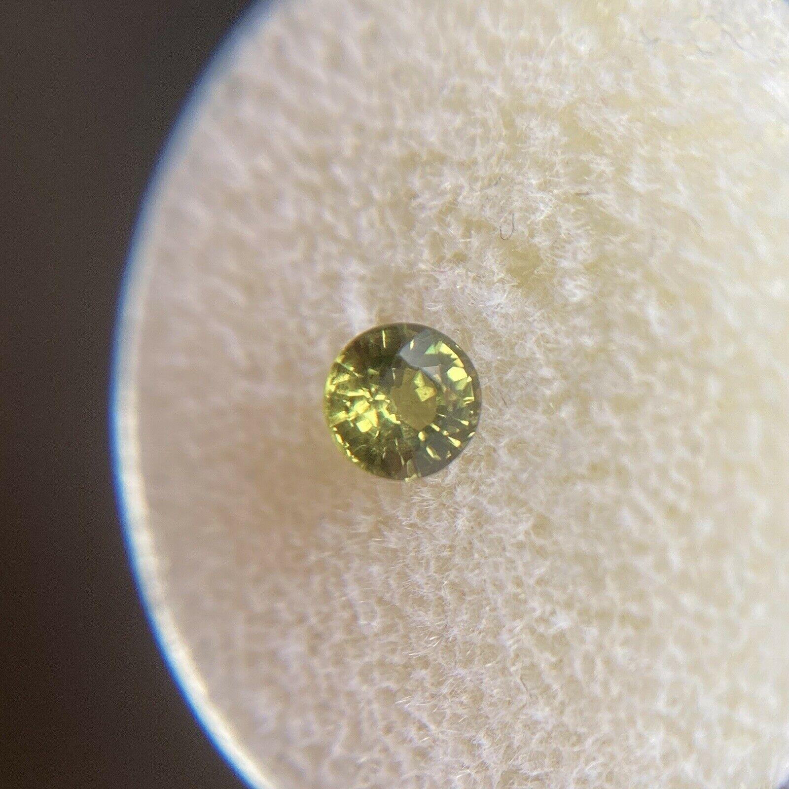 Australian Untreated Yellow Green Sapphire 0.53ct Round Cut Gem In New Condition For Sale In Birmingham, GB
