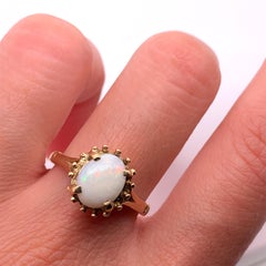 Australian white opal antique engagement ring 18k yellow gold