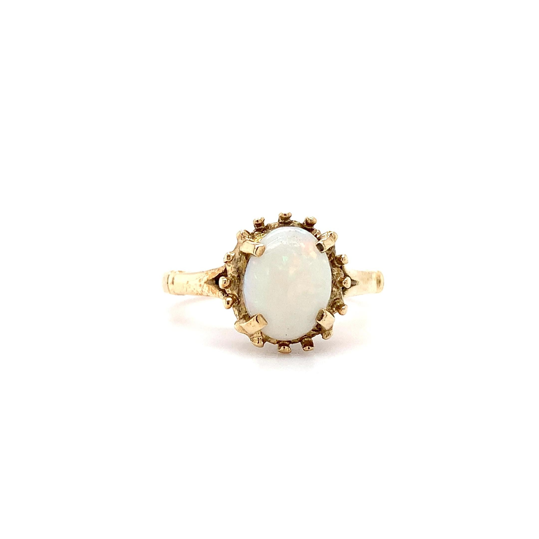 Modern Australian white opal antique engagement ring 18k yellow gold For Sale