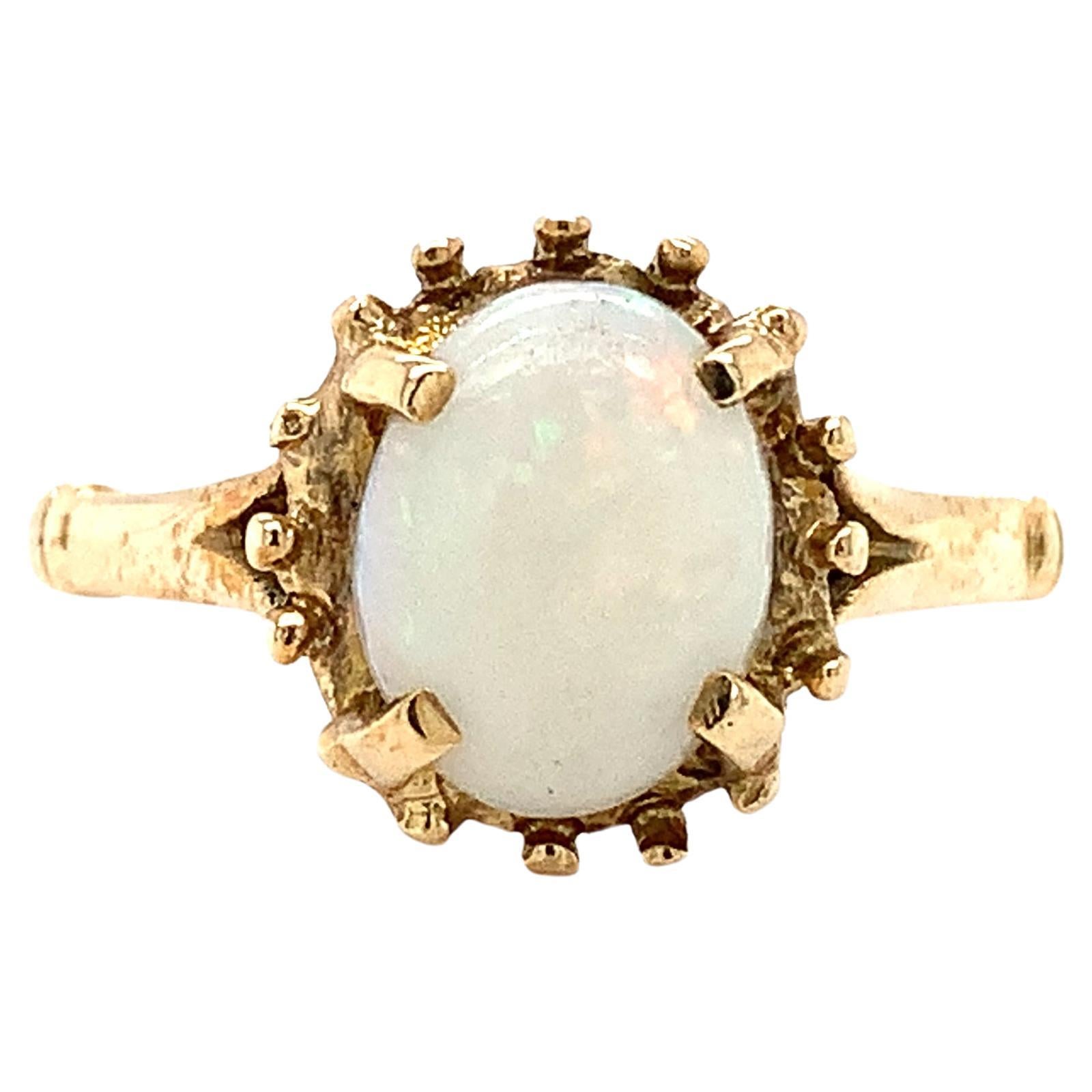 Australian white opal antique engagement ring 18k yellow gold