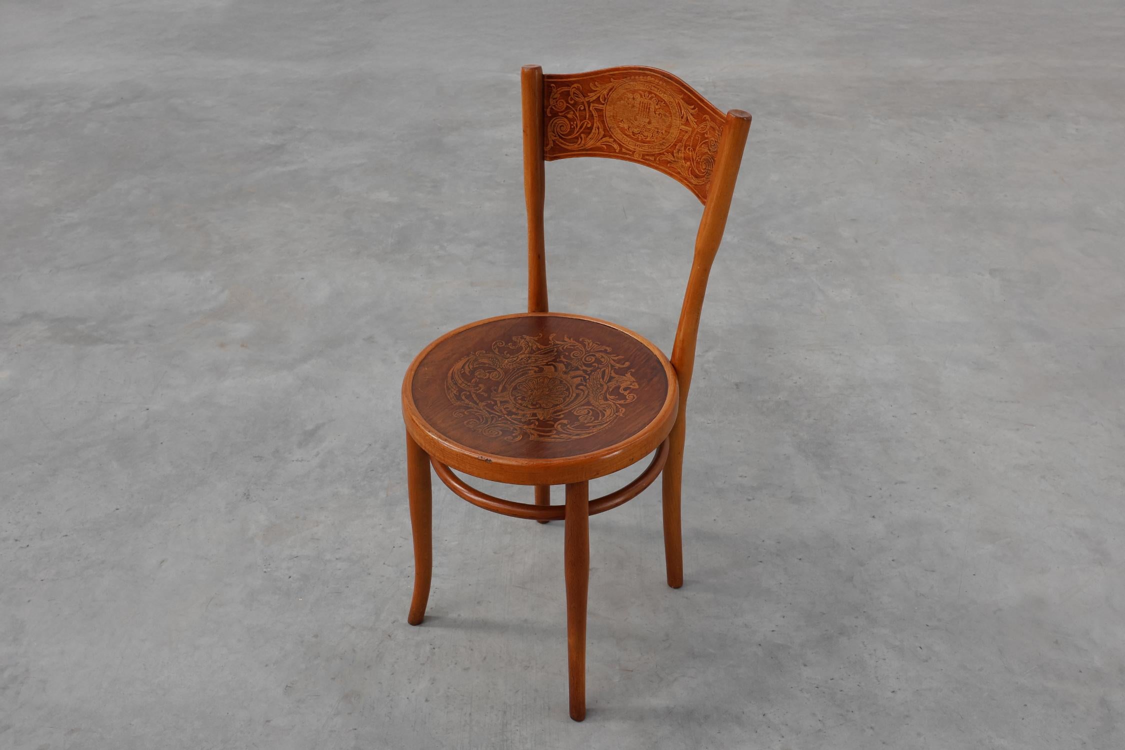 Austria / 1910 / silla auxiliar / Jacob and Josef Kohn / madera, madera curvada / Art Decó / A en Bueno estado para la venta en Meulebeke, BE