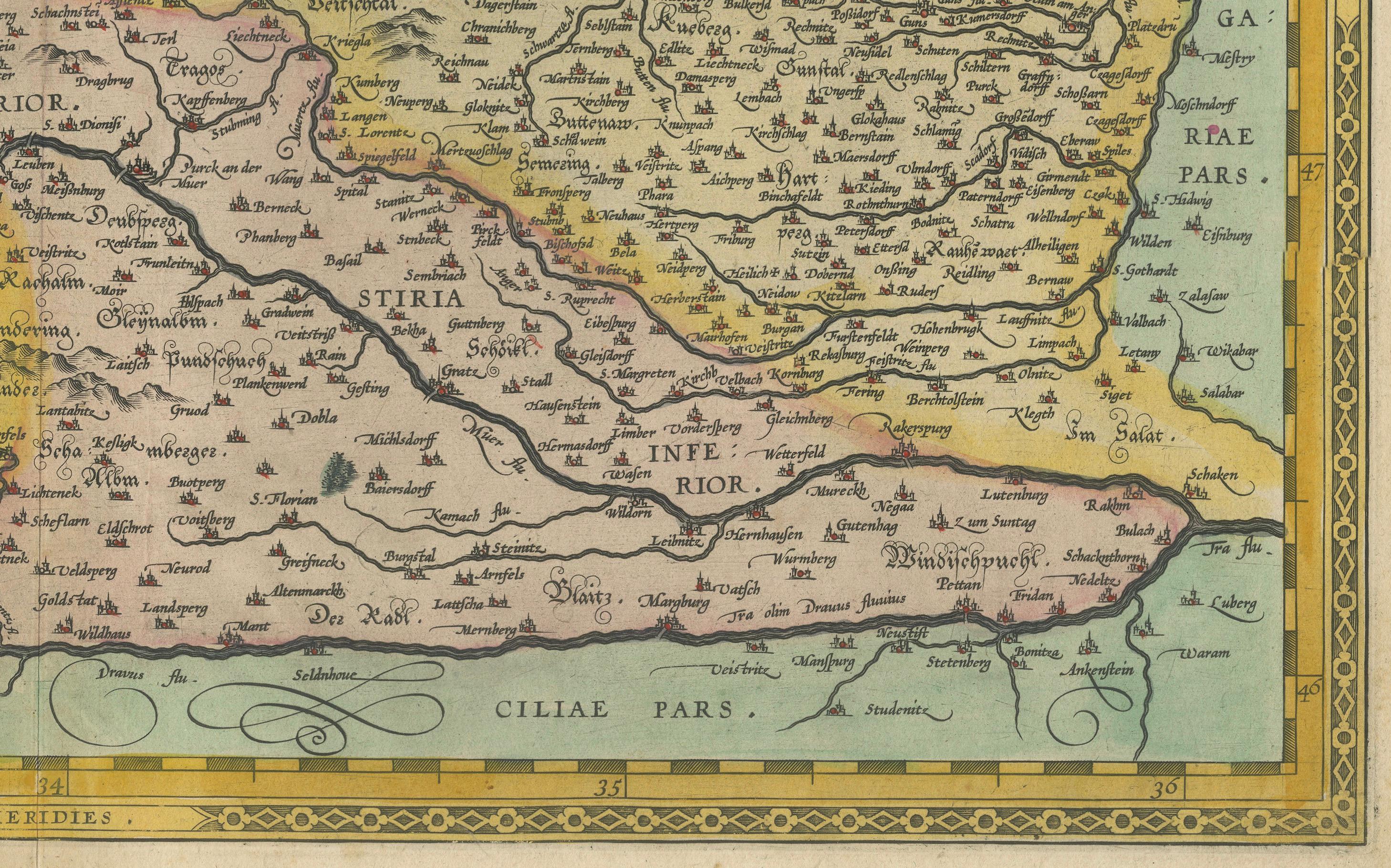 Österreich von Wolfgang Lazius - Eine prächtige Karte von Ortelius aus dem 16. im Zustand „Gut“ im Angebot in Langweer, NL