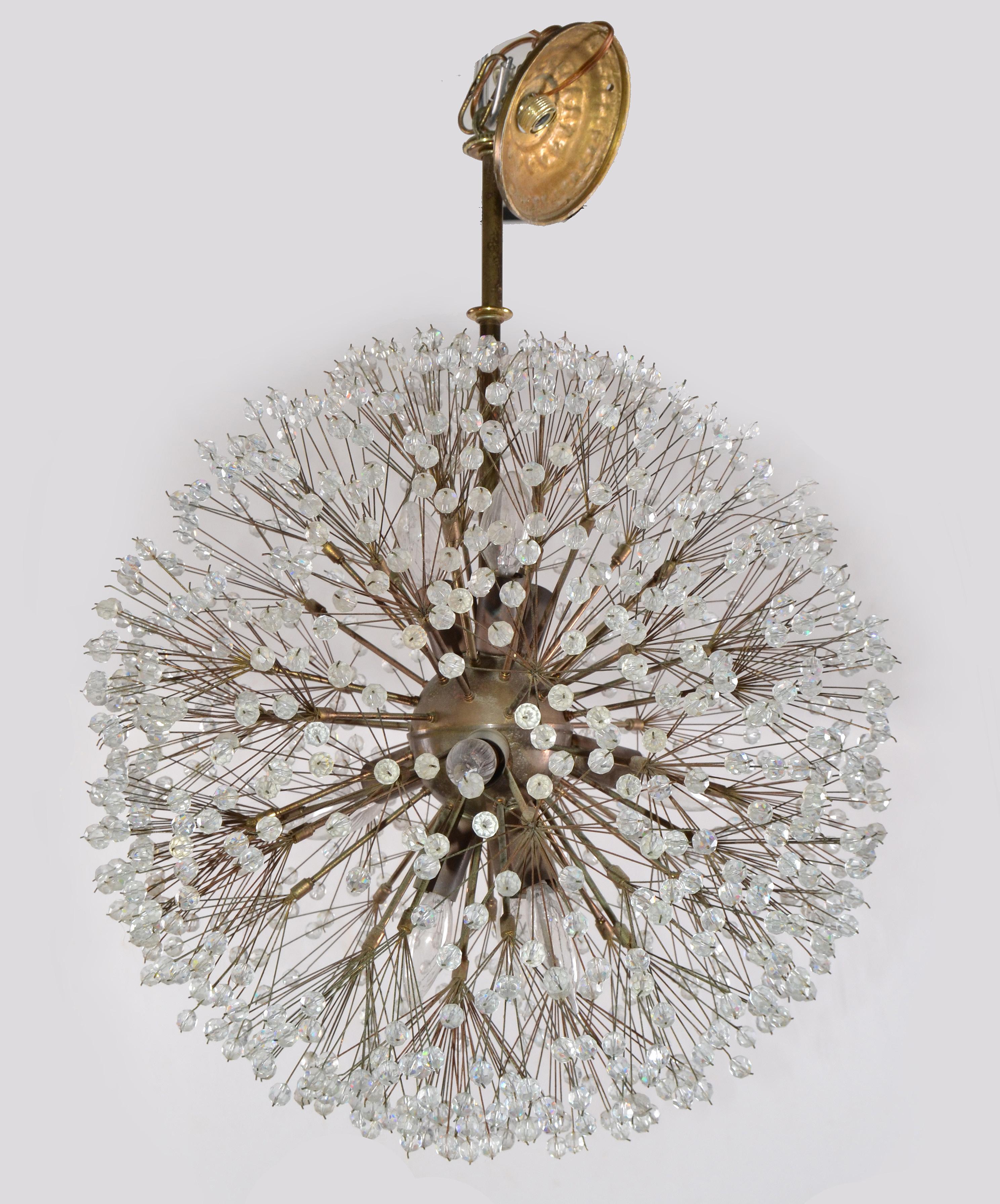 Austrian Austria Emil Stejnar Brass & Crystal Sputnik Chandelier Snowflake Rupert Nikoll