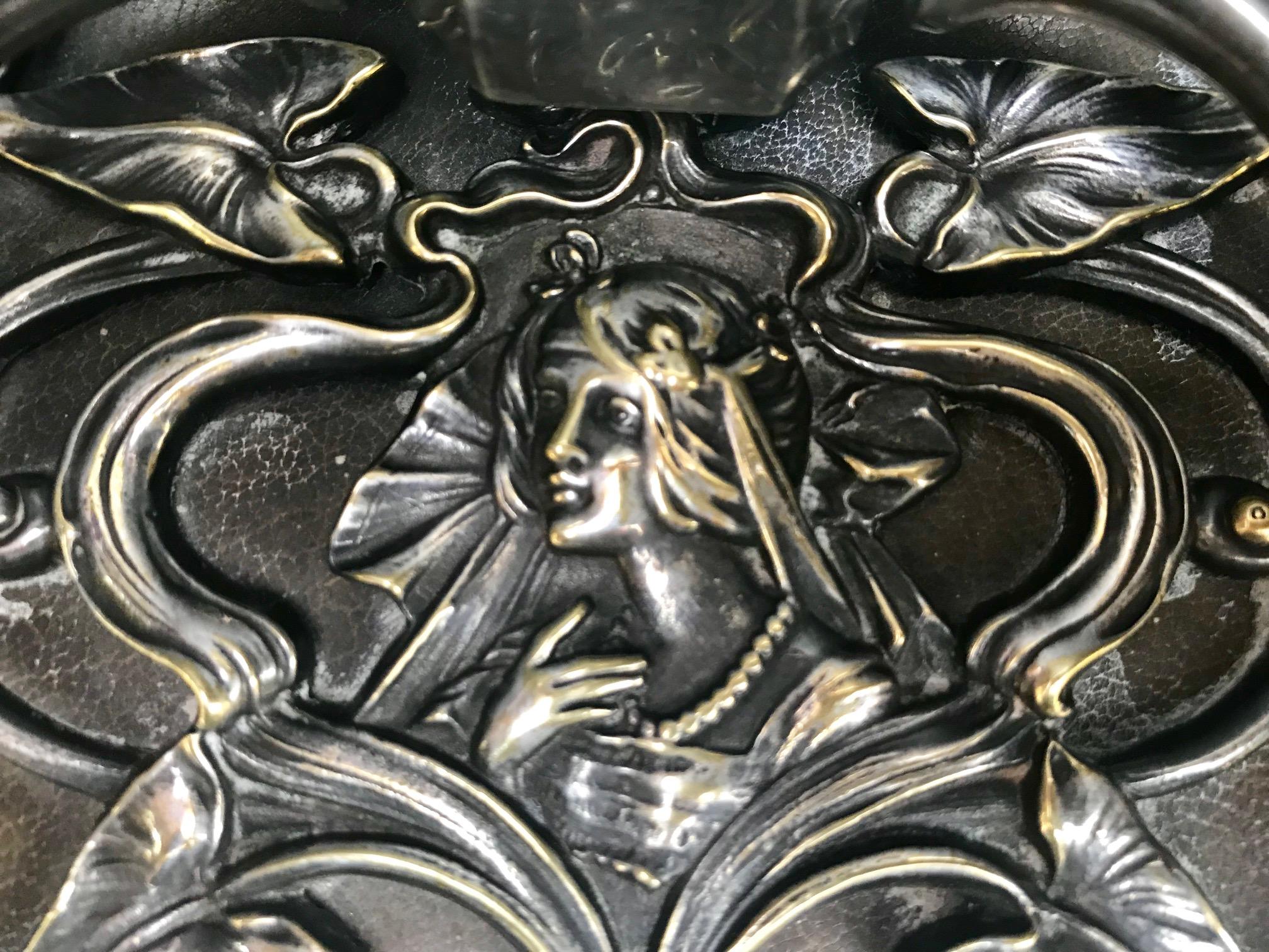 Austria/France Art Nouveau Silvered Heavy Bronze Jewelry Box Casket, circa 1900 5