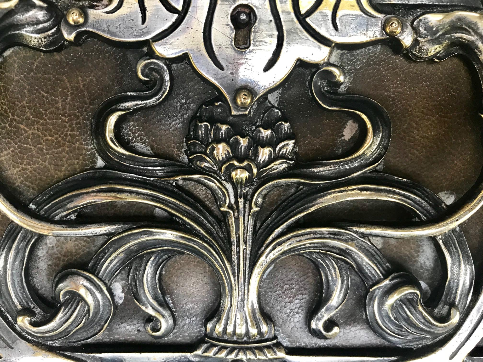 Austria/France Art Nouveau Silvered Heavy Bronze Jewelry Box Casket, circa 1900 13