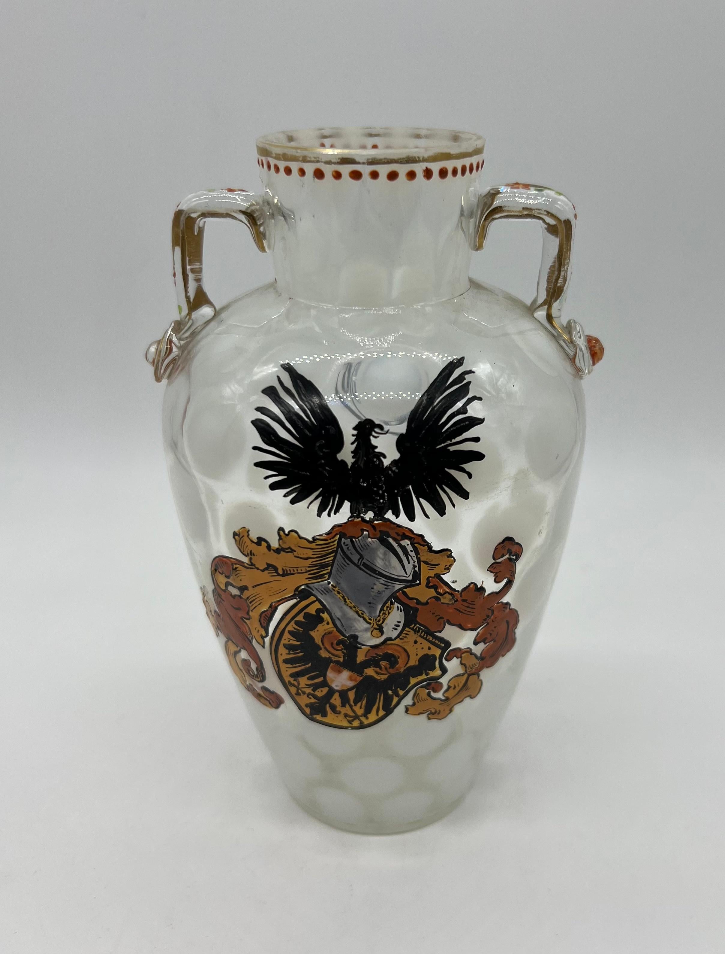 Other Austria Glass Vase with Viennese Coat of Arms Around 1890 For Sale
