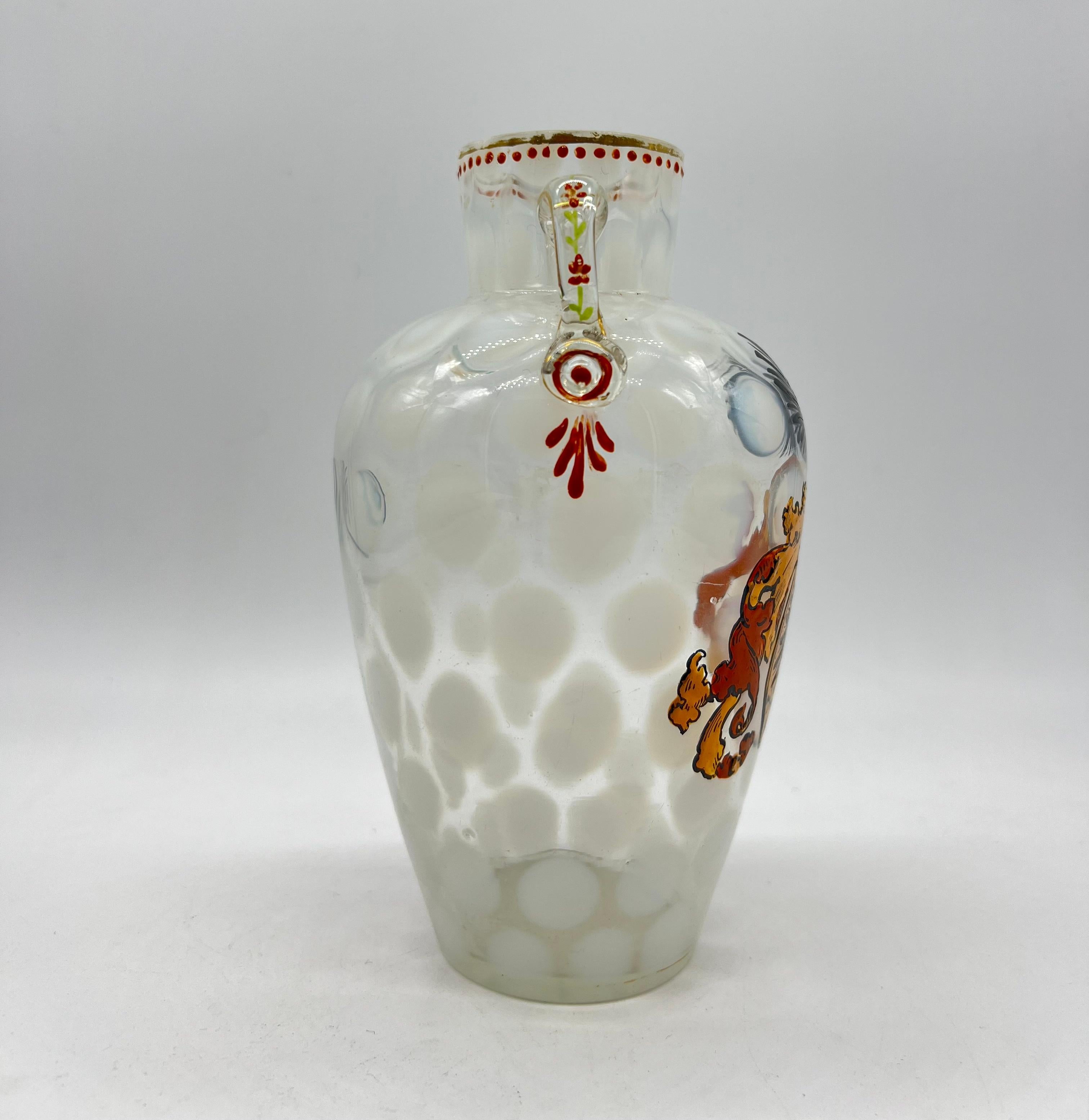 Late 19th Century Austria Glass Vase with Viennese Coat of Arms Around 1890 For Sale