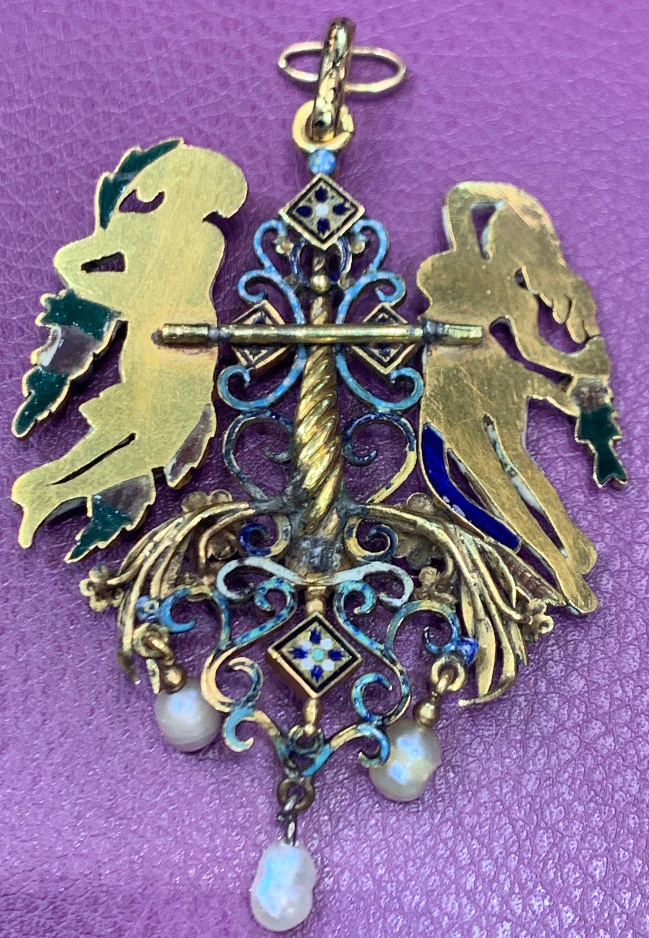 Austria-Hungarian Renaissance Revival Adam and Eve Brooch For Sale at ...