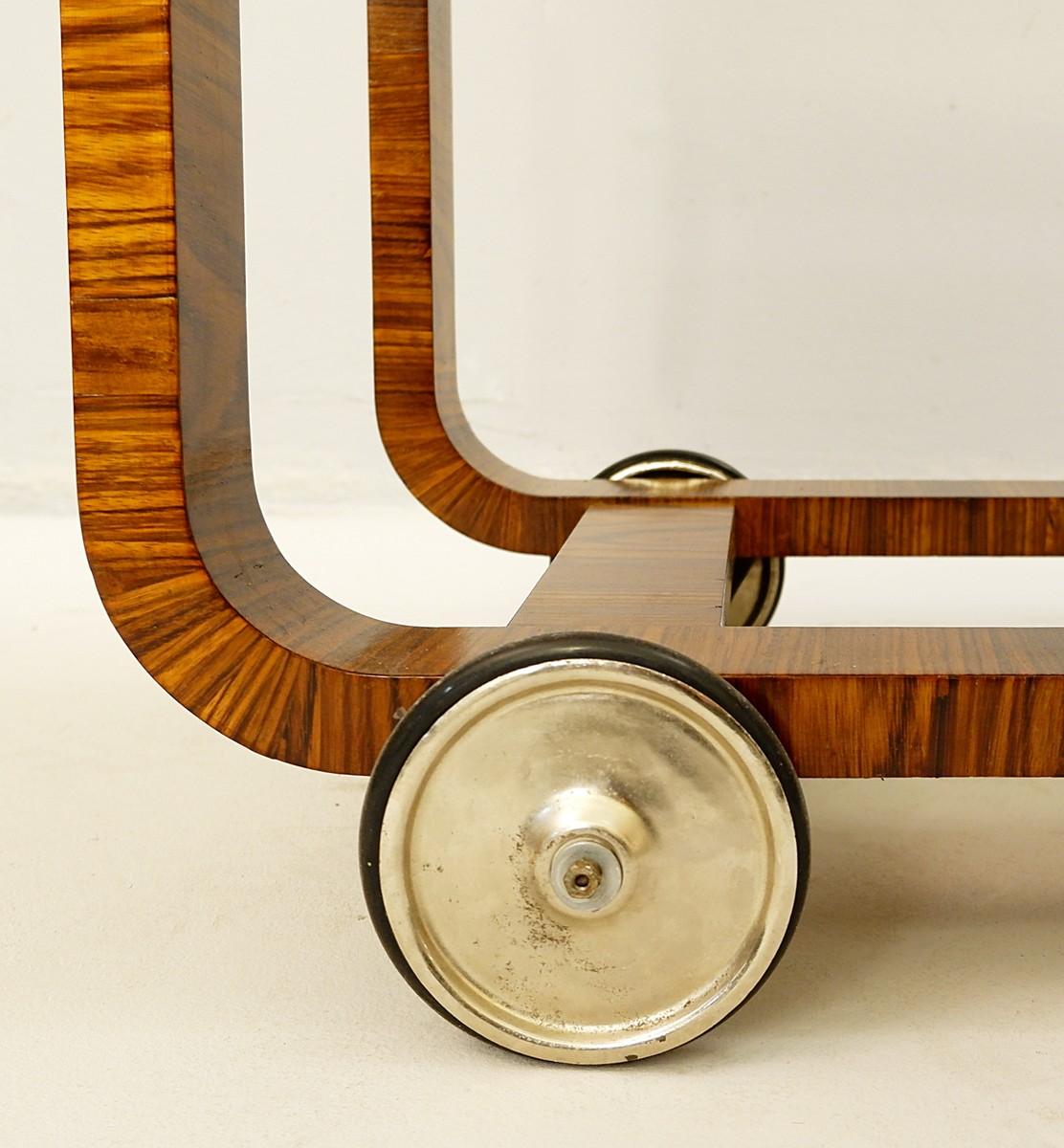 Wood Austria-Hungary Art Deco Walnut Trolley