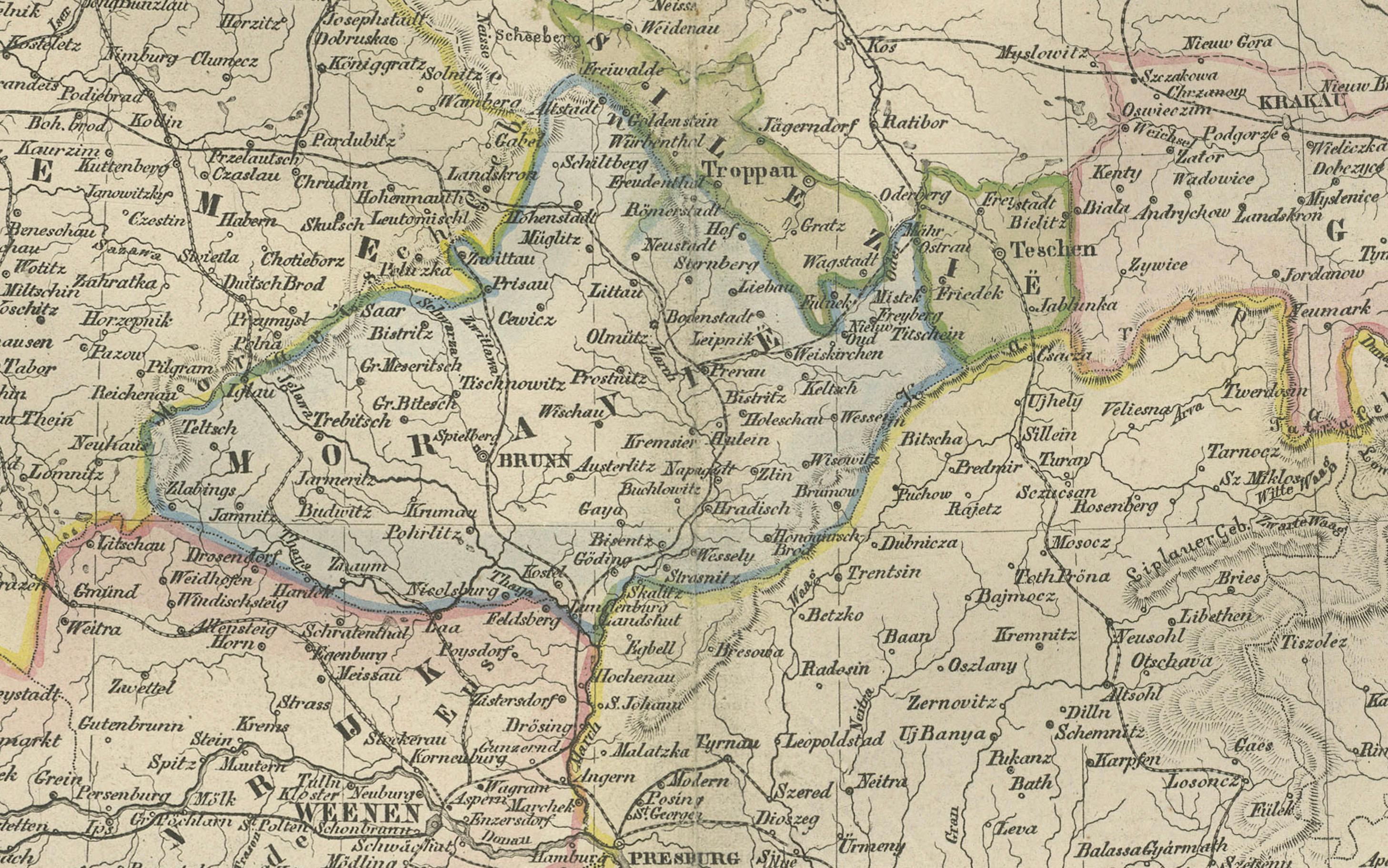 Carte de l'Autriche-Hongrie avec encart sur Vienne - Nieuwe Hand-Atlas, Leiden 1876 en vente 1