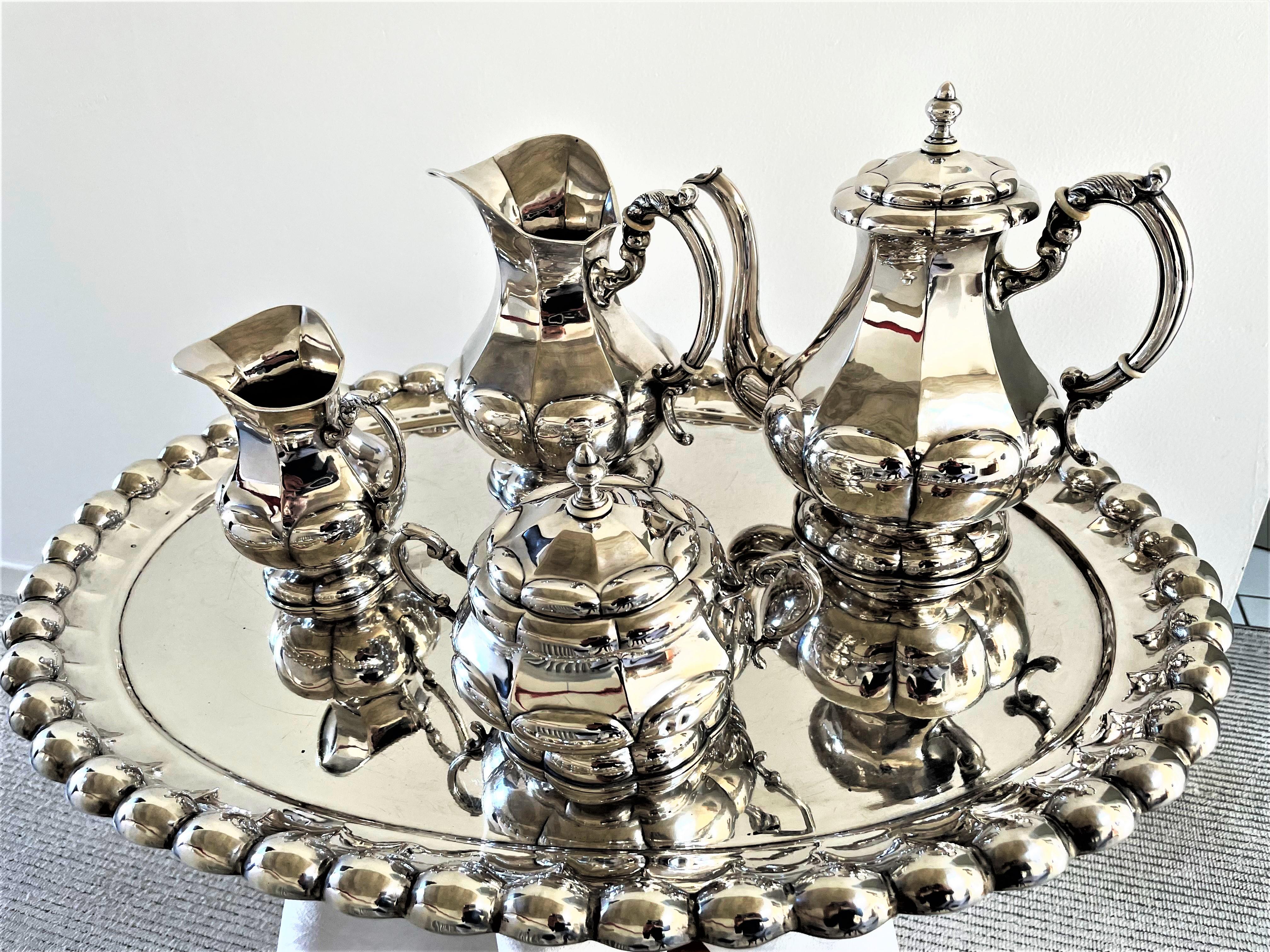 Austria-Hungary sterling silver 5 parts coffee service with tray, 1870s - 1920s For Sale 15