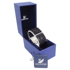 Austria Swarovski bracelet, leather, Swarovski crystals and steel, Swarovski