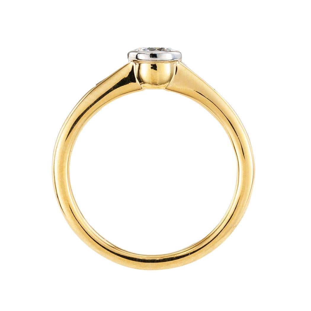 Contemporary Austrian 0.42 Carat Diamond Yellow Gold Engagement Ring