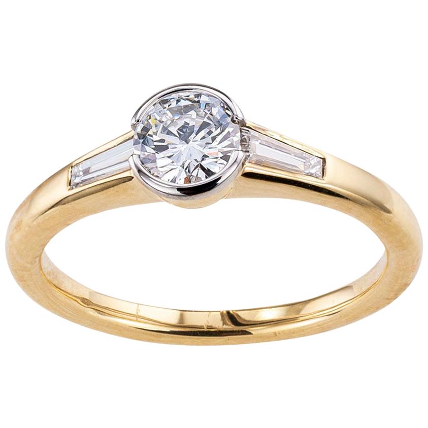 Austrian 0.42 Carat Diamond Yellow Gold Engagement Ring