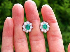 Austrian 1.20 Carat Colombian Emerald 2.60 Carat Diamond 18k White Gold Earrings