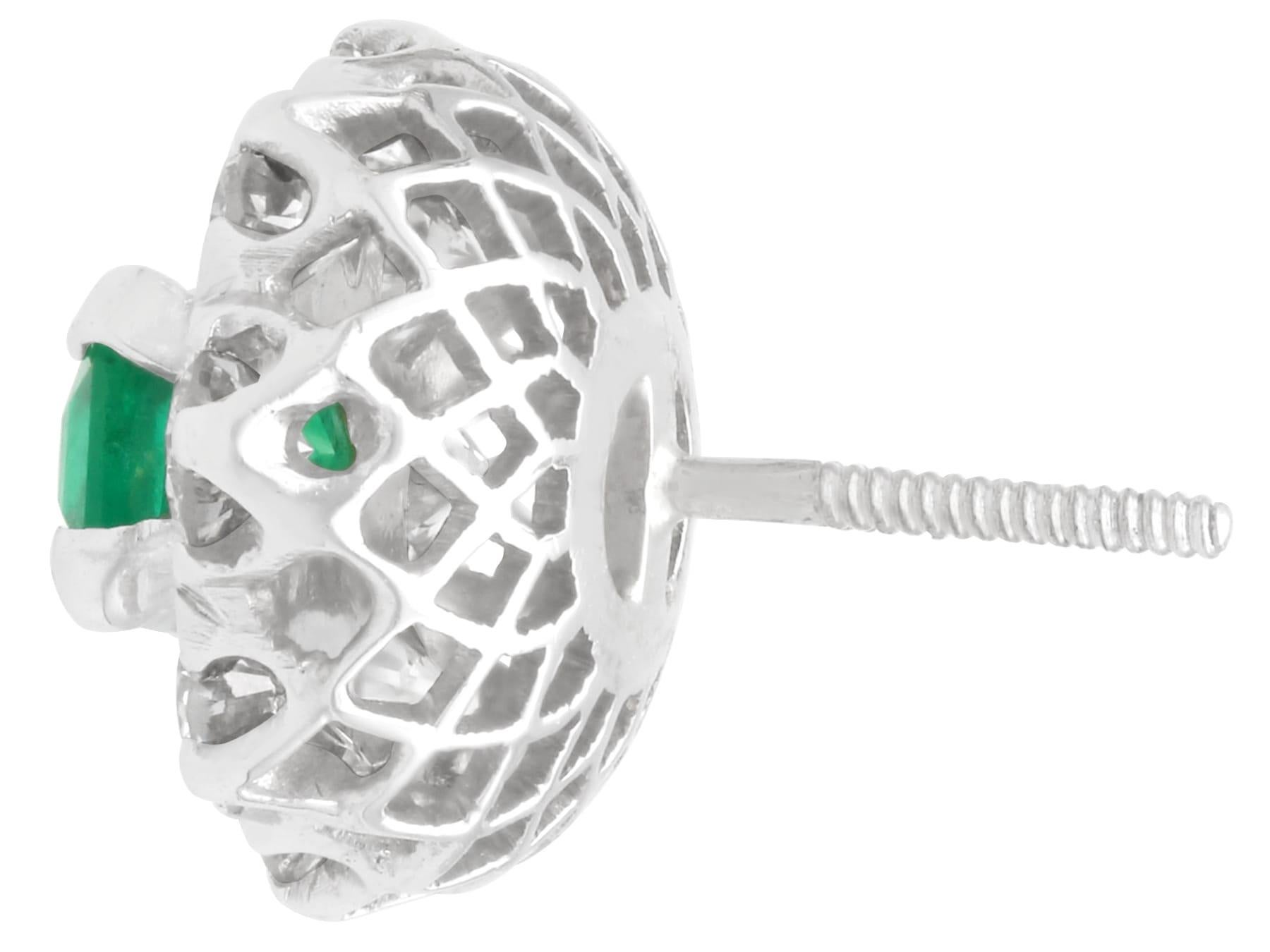Orecchini austriaci in oro bianco 18k con smeraldo colombiano da 1,20 carati e diamante da 2,60 carati in vendita 2