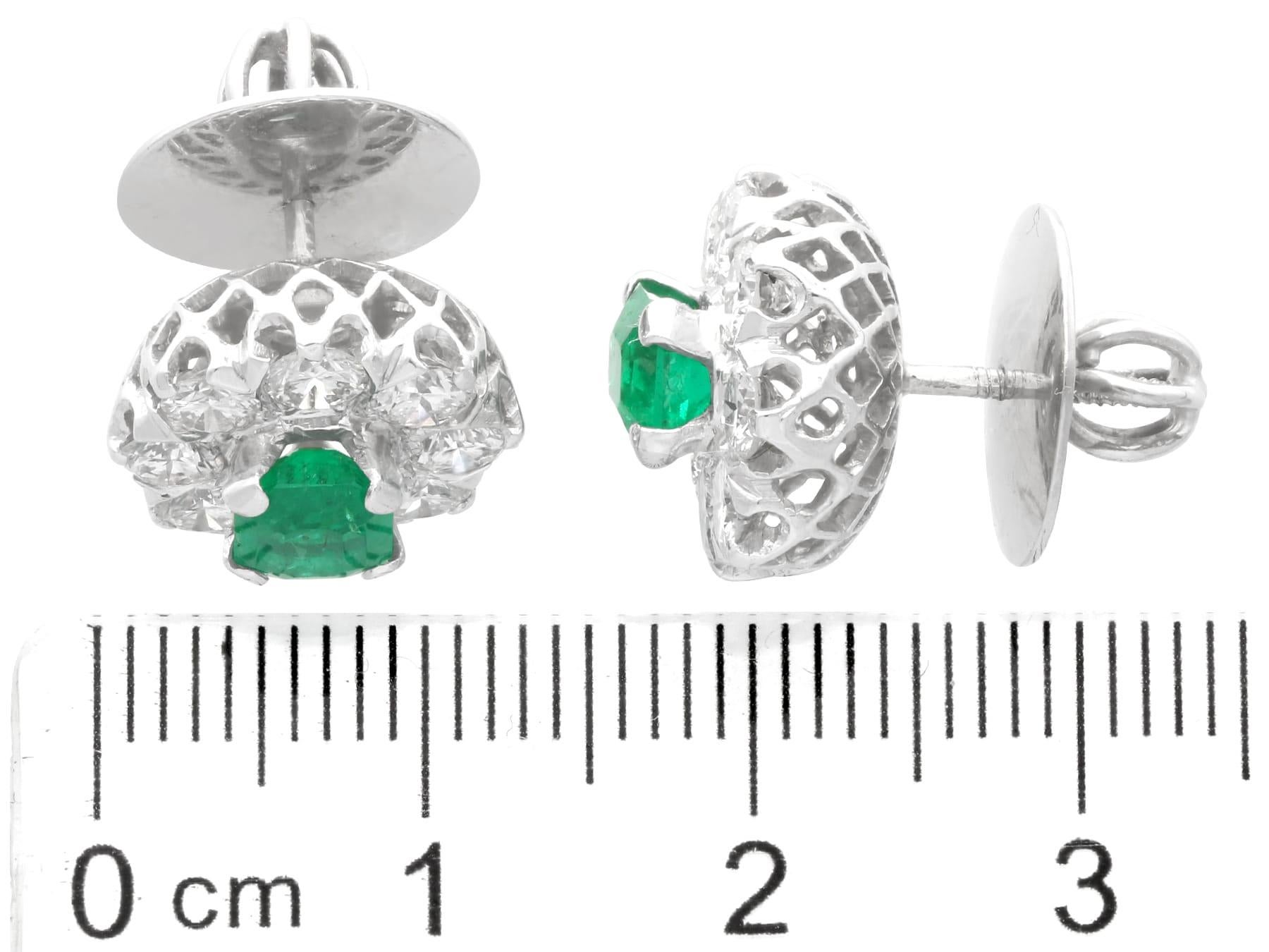 Orecchini austriaci in oro bianco 18k con smeraldo colombiano da 1,20 carati e diamante da 2,60 carati in vendita 3
