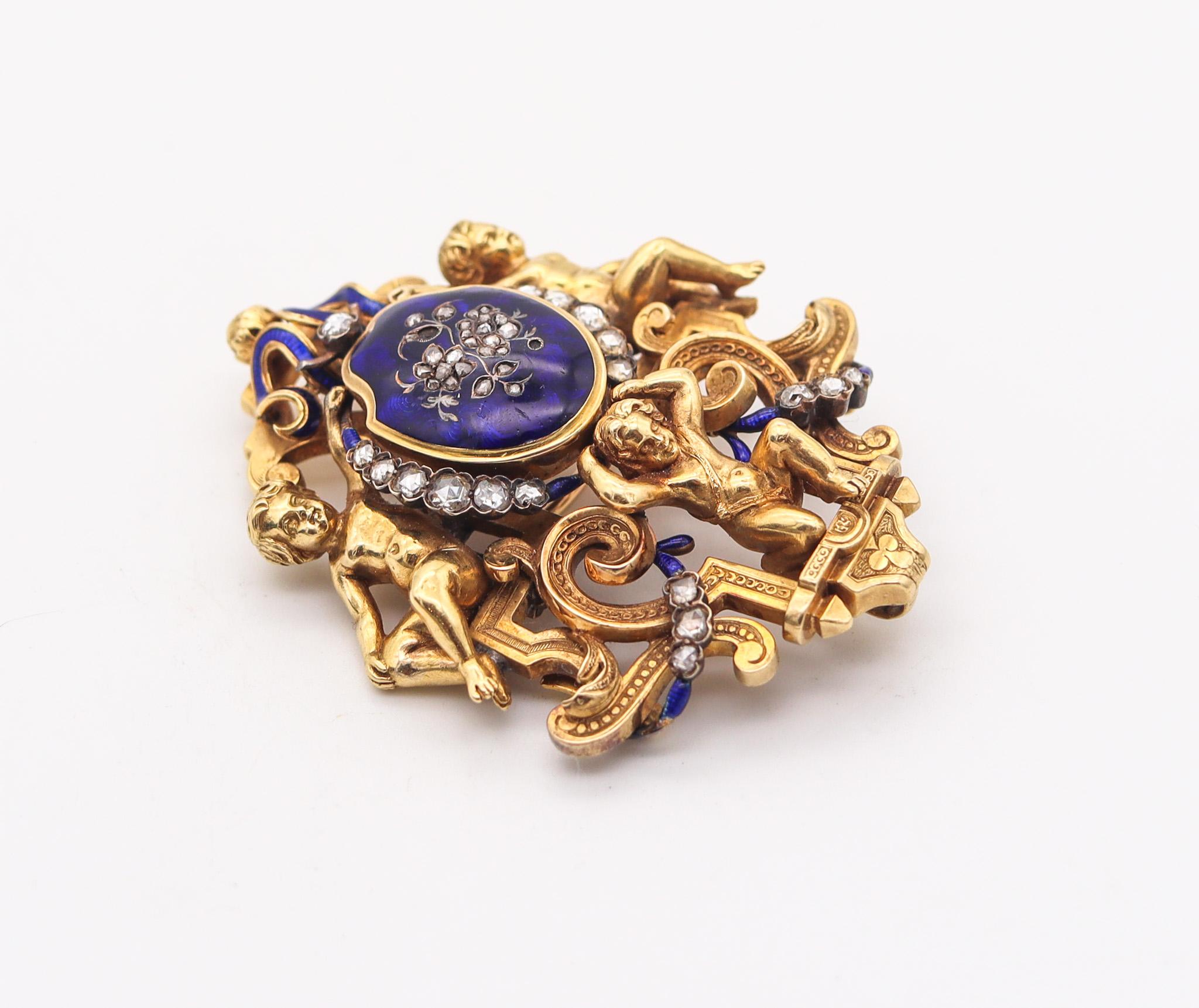 Georgian pendant brooch made in Austria.

An incredible antique pendant brooch, created in Austria during the Georgian period, back in the 1820. This fabulous piece has been crafted with classical neo-classical patterns in solid yellow gold of 18