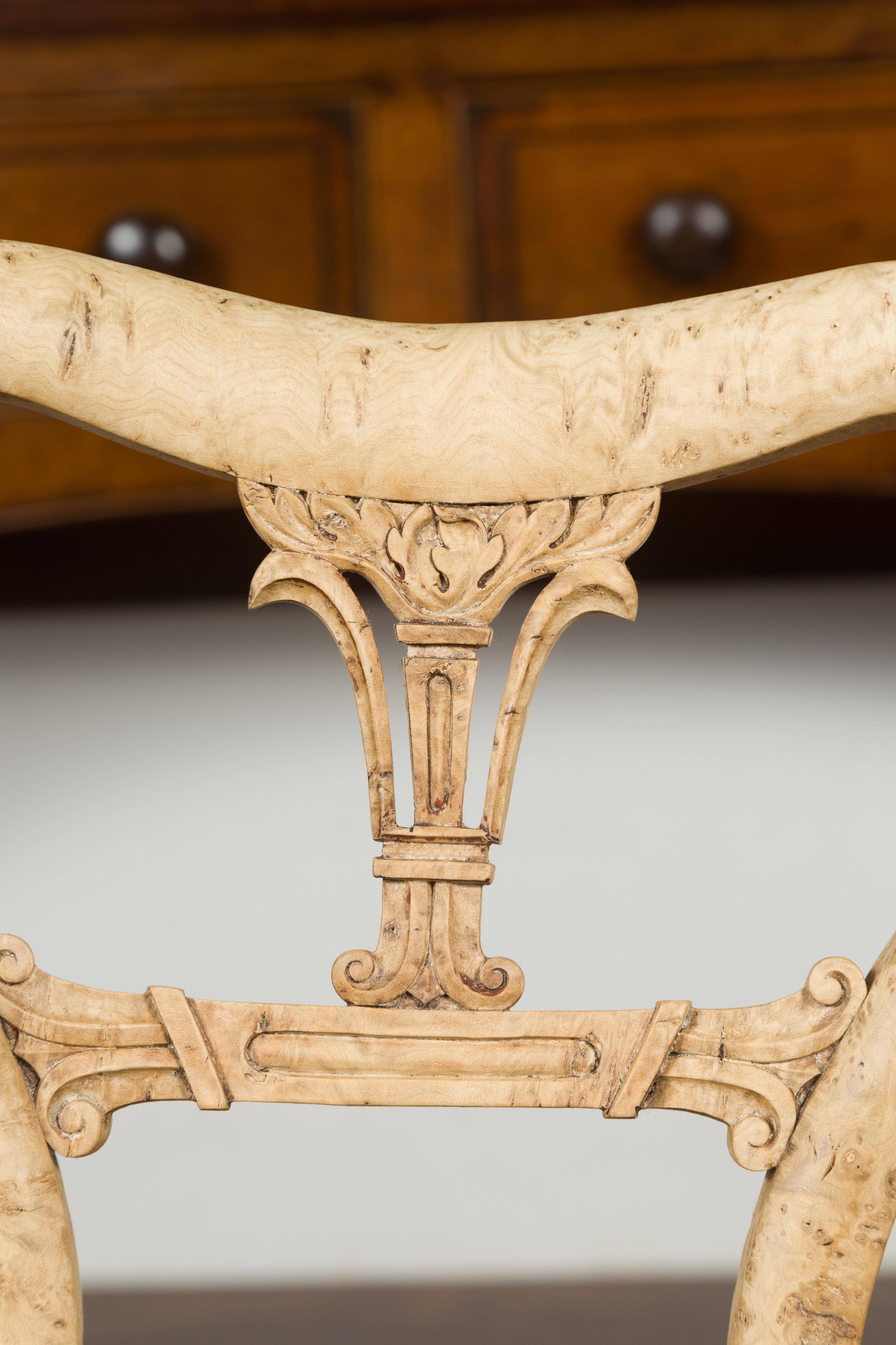 Austrian 1840s Biedermeier Bleached Burled Walnut Swivel Chair with Upholstery 3