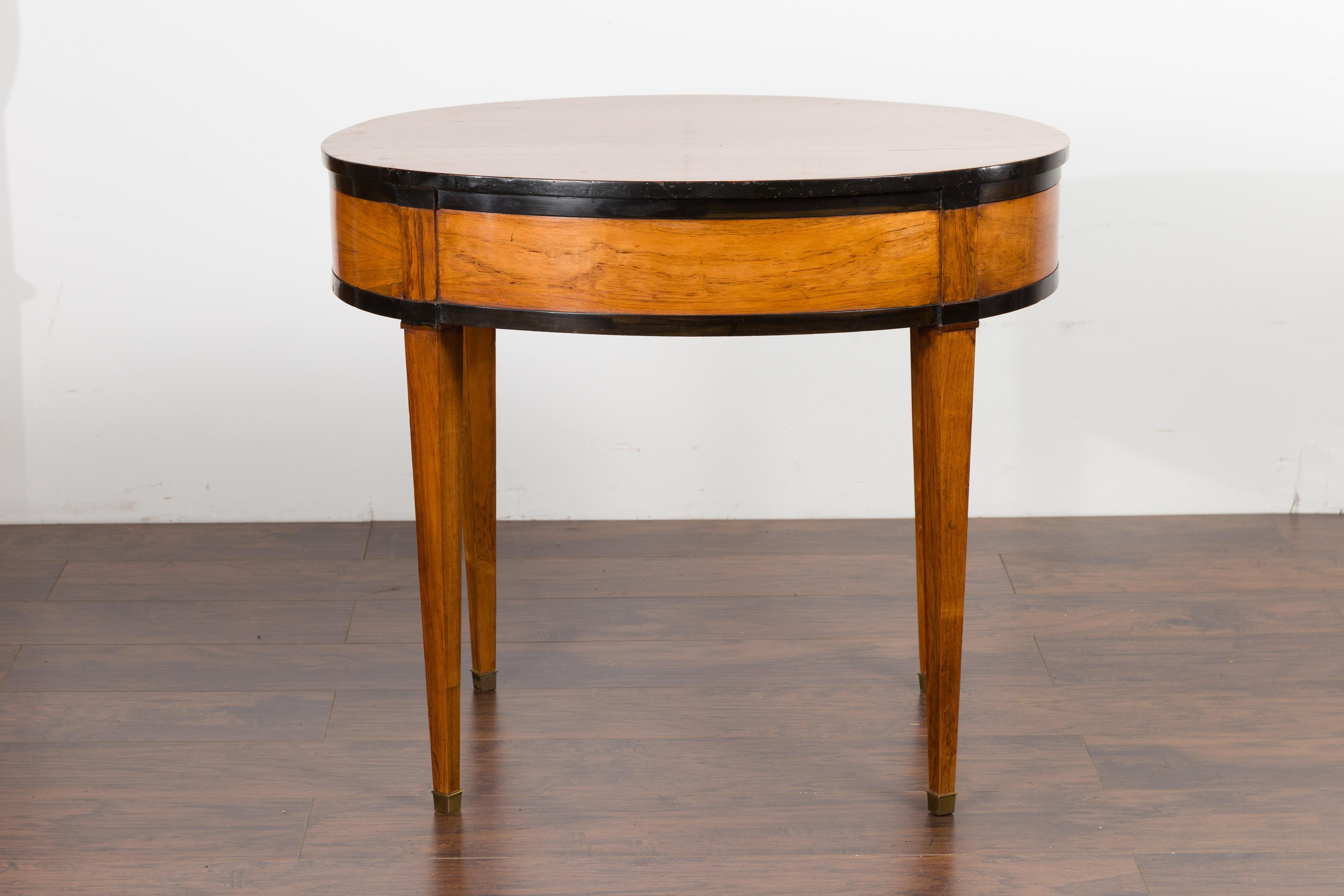 Austrian 1840s Biedermeier Oval Top Table with Drawer and Ebonized Accents 7