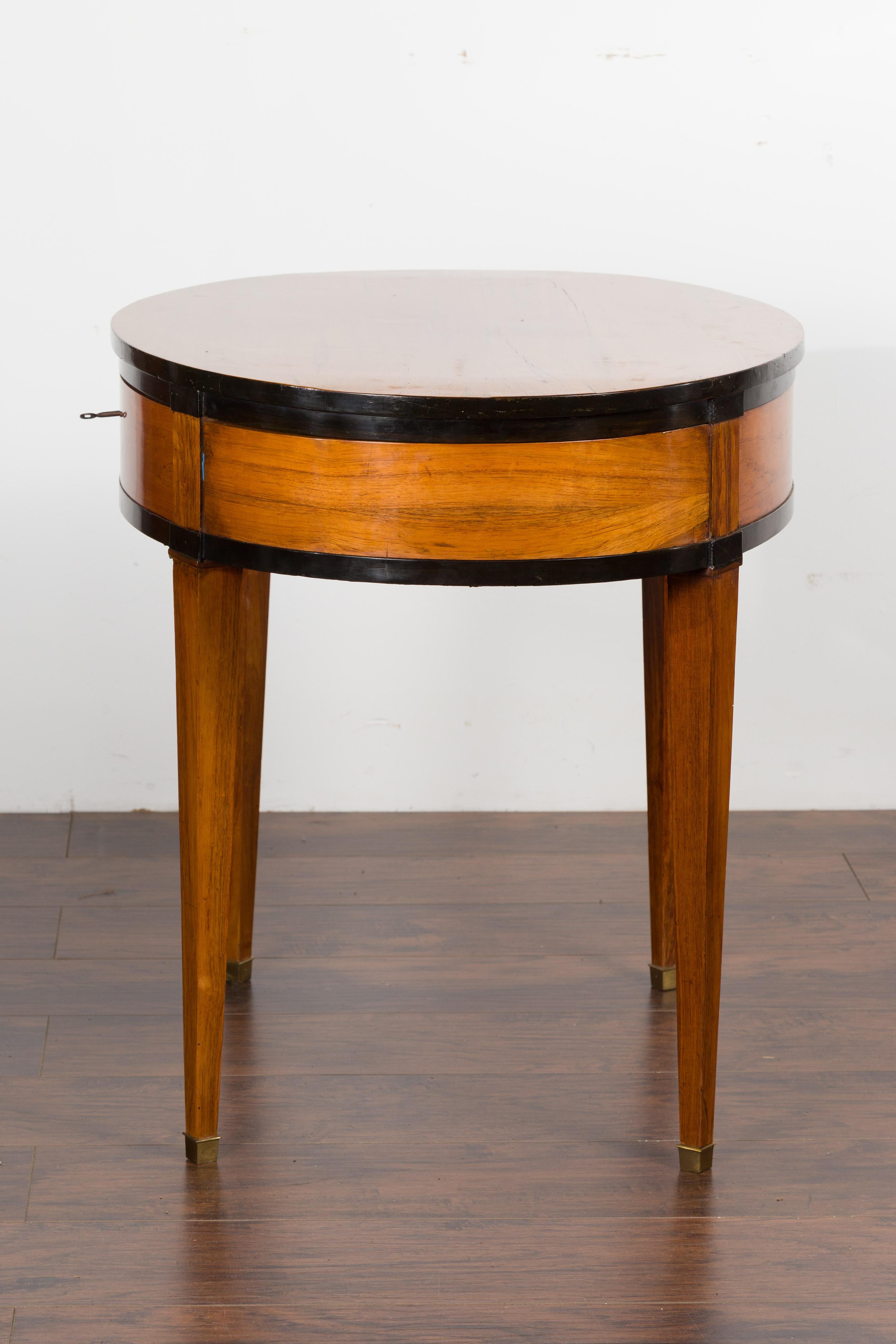 Austrian 1840s Biedermeier Oval Top Table with Drawer and Ebonized Accents 8
