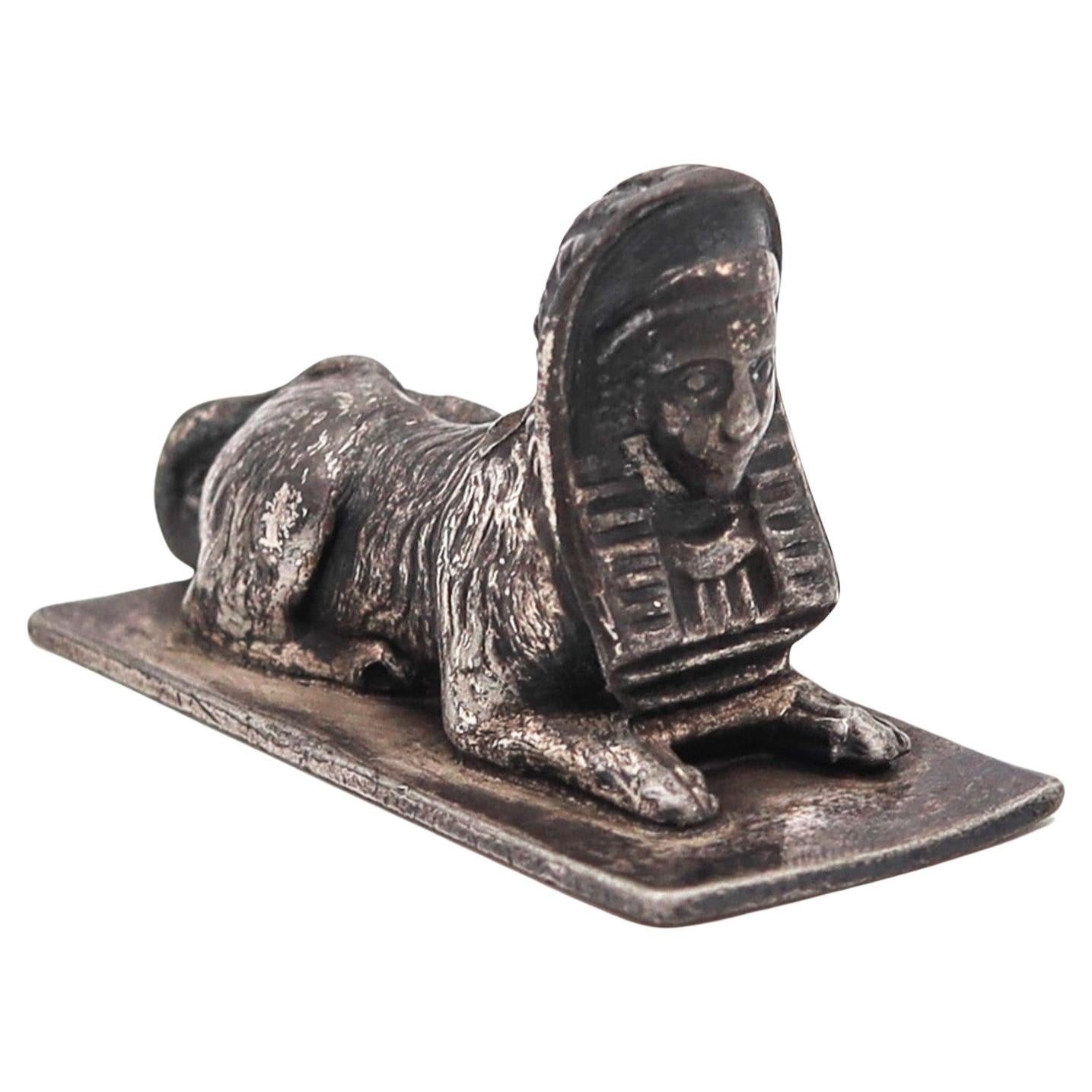 Austrian 1870 Egyptian Revival Sphinx Paper Weight In .800 Sterling Silver For Sale