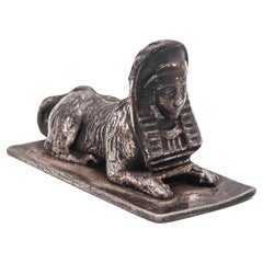 Antique Austrian 1870 Egyptian Revival Sphinx Paper Weight In .800 Sterling Silver