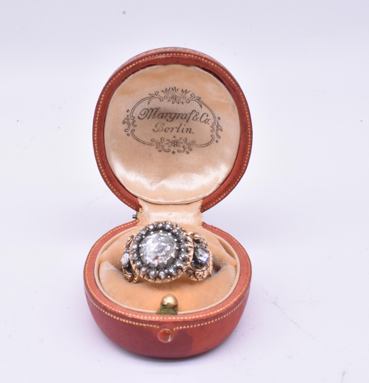Austrian 18 Karat Rose Diamond Repousse Ring 8
