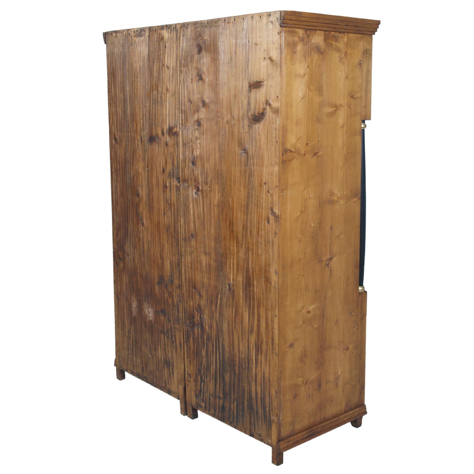 Austrian 18th Century Empire Style Two Doors Larch Wood Armoire Wardrobe Cabinet For Sale 7
