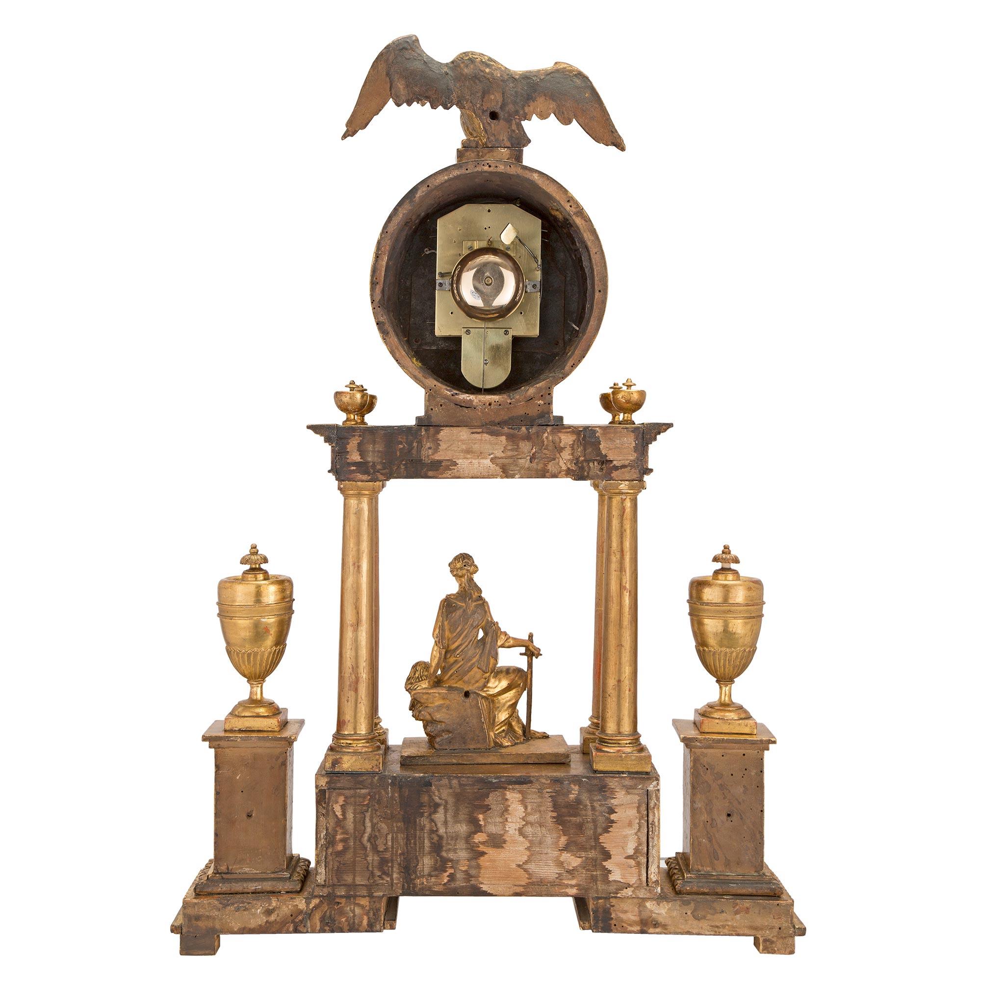 Austrian 18th Century Giltwood and Mecca Blind Mans Clock In Good Condition For Sale In West Palm Beach, FL